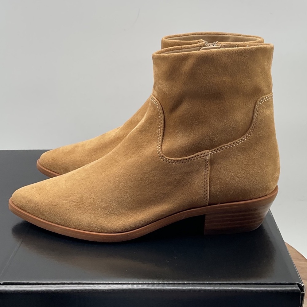 Nordstrom rack Reagan Tan Pointed Toe Western Ankle Booties Side Zip RKREAGAN 6M
